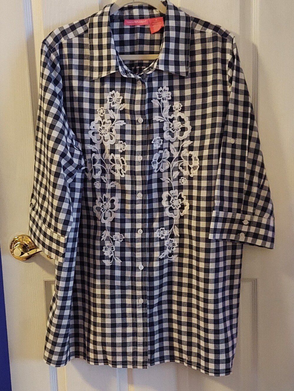 Women Within Navy & White Checked Tunic